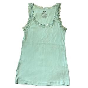 Y2K Faded Glory Blue Ribbed Tank Top - Size L